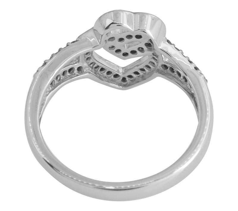 Sterling Silver Black Spinel Double Heart Ring — View 6