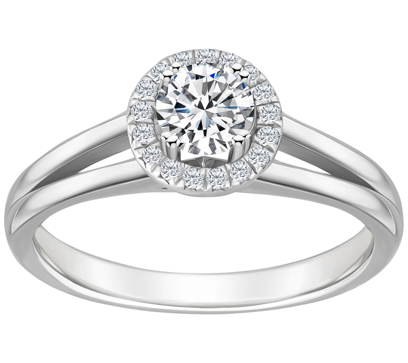 Affinity 0.50 cttw Diamond Halo Engagement Ring, 14K Gold — View 3