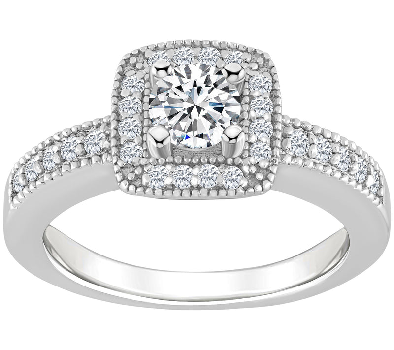 Affinity 0.75 cttw Diamond Halo Engagement Ring , 14K Gold — View 3