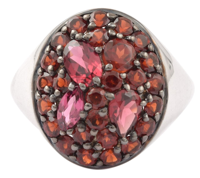 Sterling Silver Garnet and Rhodolite Cluster Ring — View 9