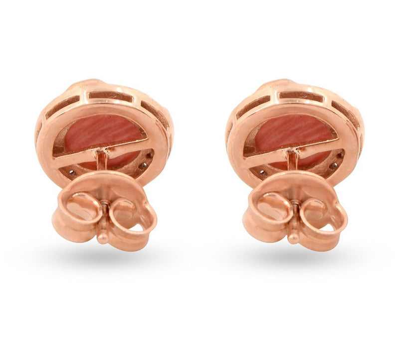 14K Rose Gold Plated Coral & White Topaz Stud E arrings — View 5