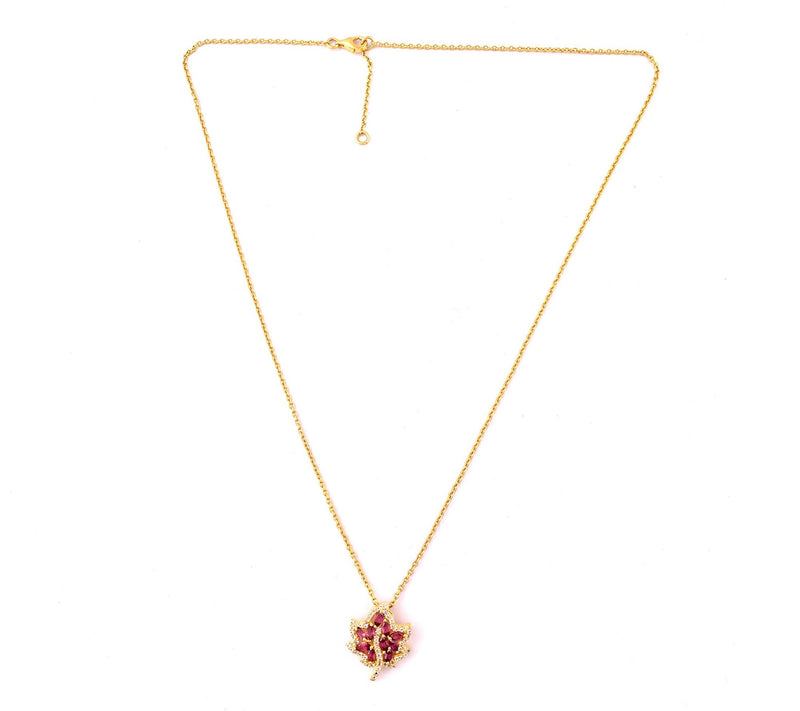 14K Gold-Plated Rhodolite & White Topaz Leaf Necklace — View 4