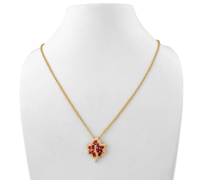 14K Gold-Plated Rhodolite & White Topaz Leaf Necklace — View 5