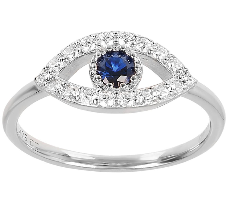 Diamonique 0.35 cttw Evil Eye Ring, Sterling Silver — View 7