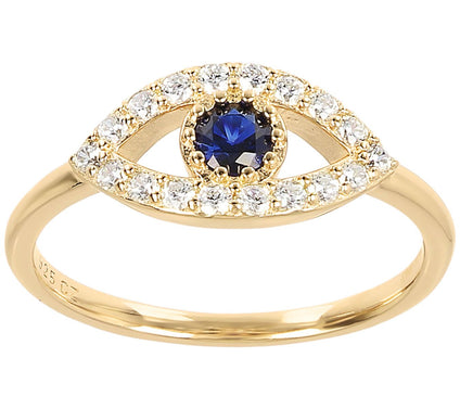Diamonique 0.35 cttw Evil Eye Ring, Sterling Silver
