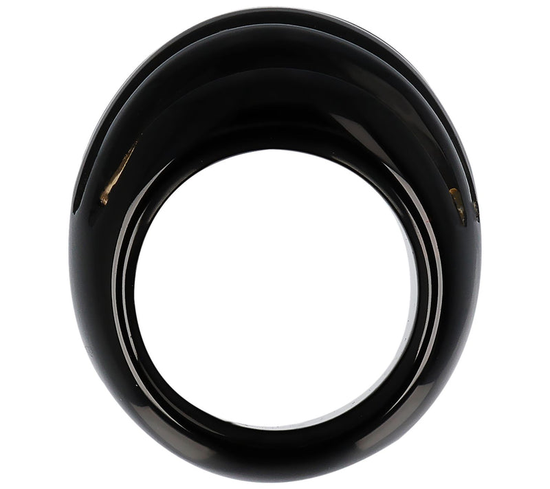 Italian Gold Bold Carved Black Onyx Ring, 14K G old — View 3