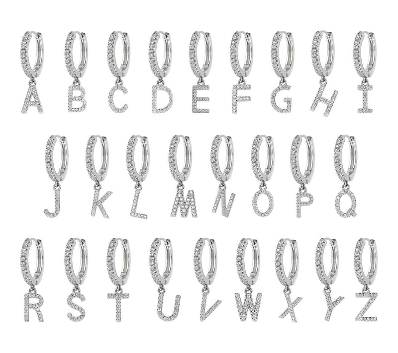 Diamonique Personalized Letter Hoop Earrings, S terling Silver — View 8