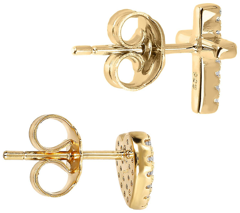 Diamonique Heart & Cross Stud Earring Set,Sterling Silver — View 8