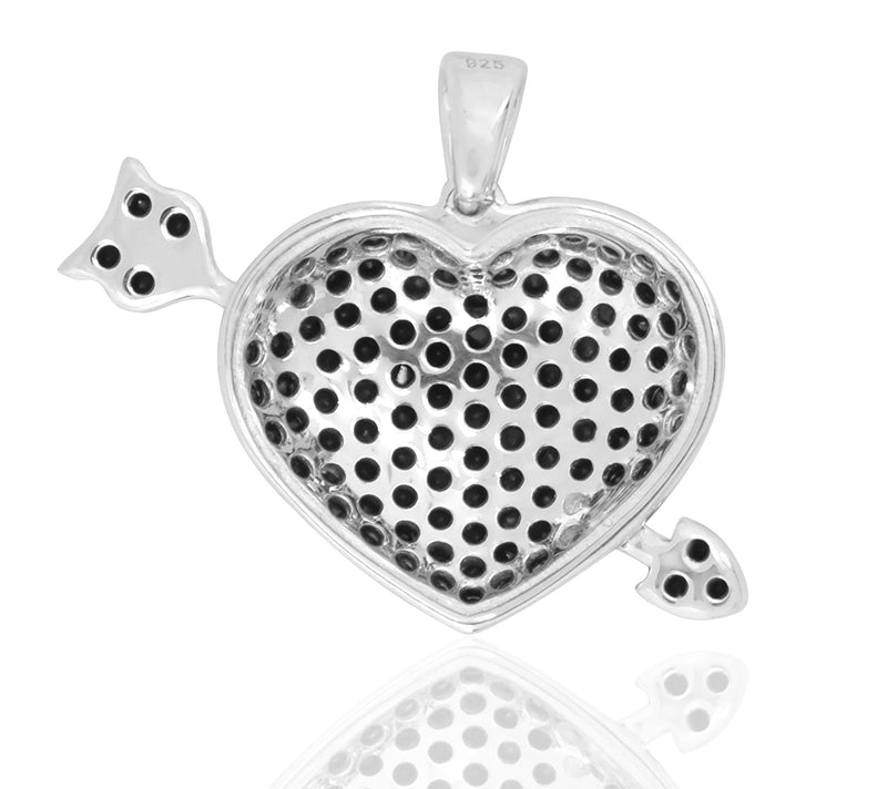 Sterling Silver Heart & Arrow Black Spinel Pendant — View 5