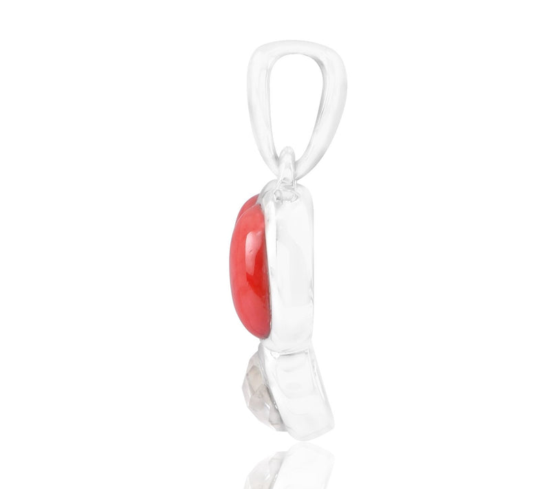 Sterling Silver Bamboo Coral & Crystal Pendant — View 5