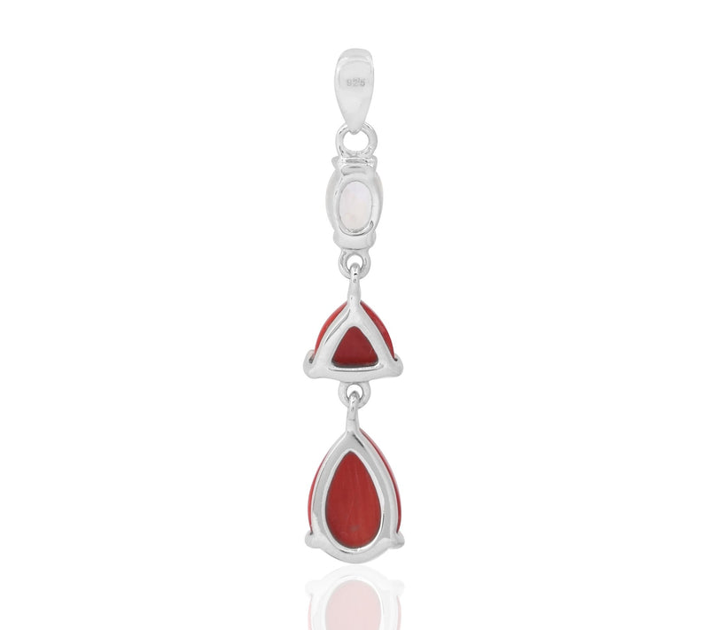 Sterling Silver Bamboo Coral & White Topaz Pendant — View 5