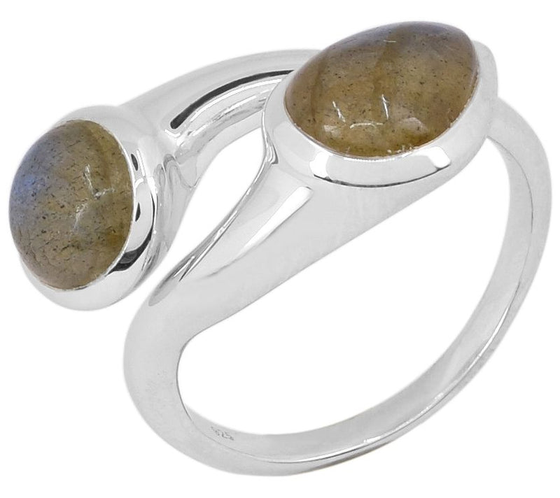 Sterling Silver Labradorite 2 Stone Bypass Ring — Main view
