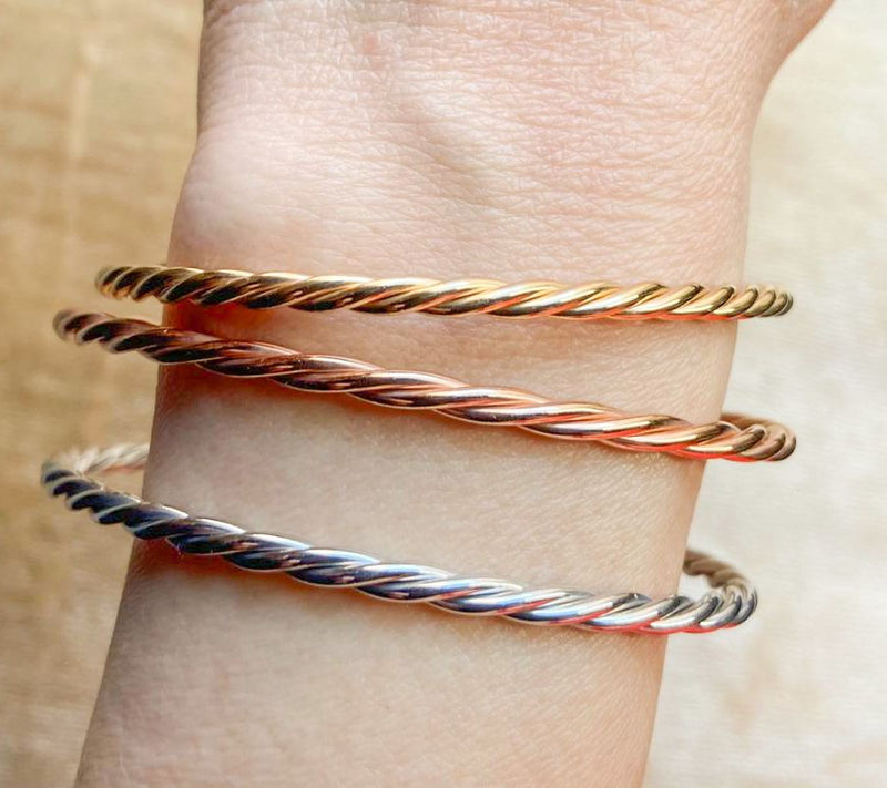 Tricolor 18K Gold-Plated & Sterling Silver Set of 3 Cuffs — View 4