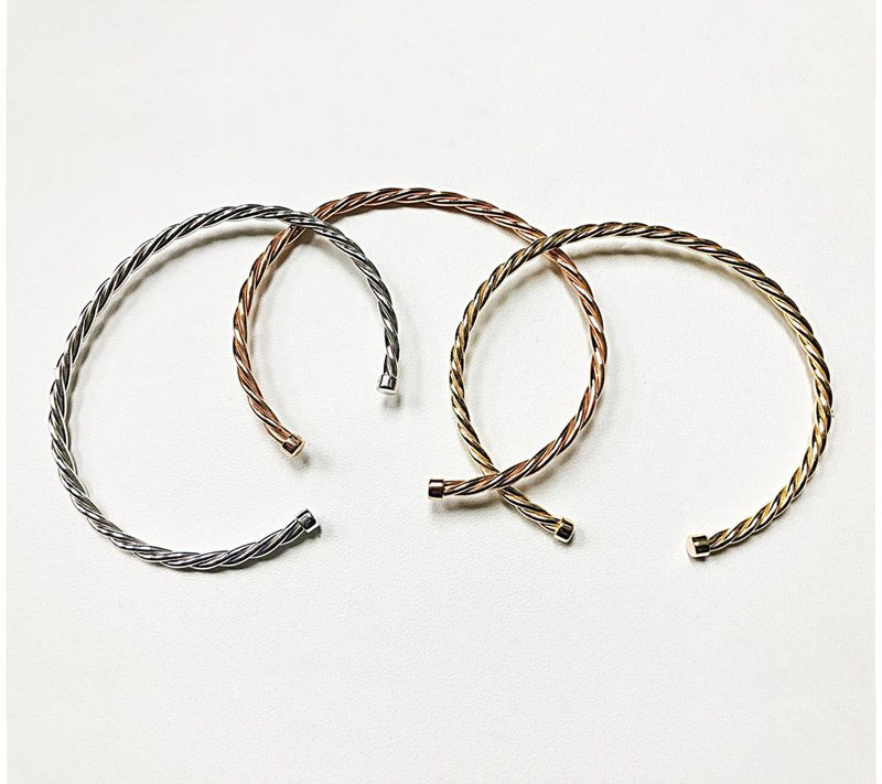 Tricolor 18K Gold-Plated & Sterling Silver Set of 3 Cuffs — View 3