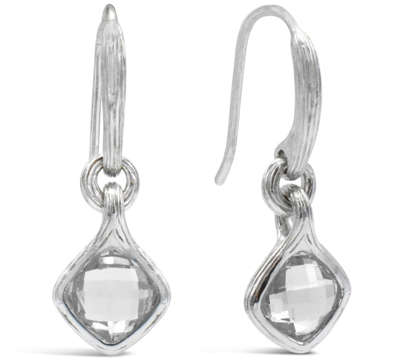 Ariva Sterling Silver White Topaz Dangle Earrin gs — View 3
