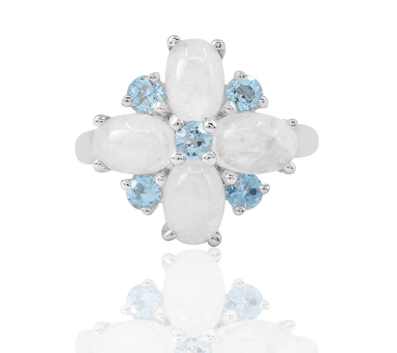Sterling Silver Moonstone & Blue Topaz Ring — View 4