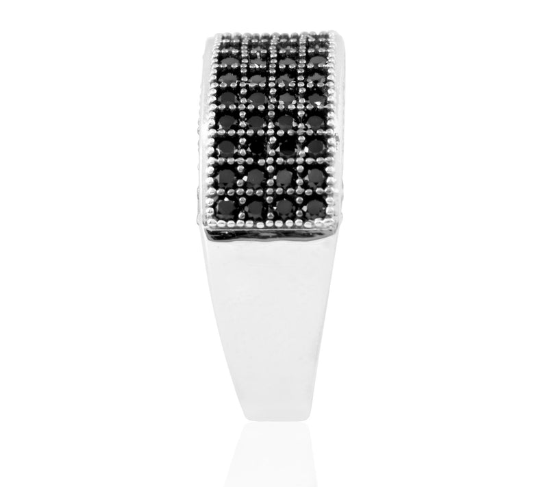 Sterling Silver Multi-Row Black Spinel Ring — View 5