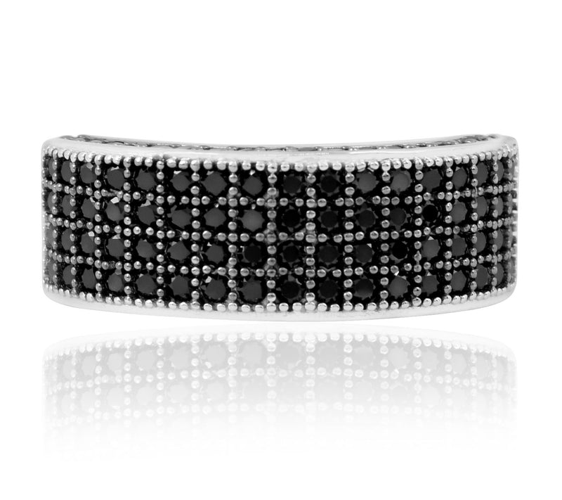 Sterling Silver Multi-Row Black Spinel Ring — View 4