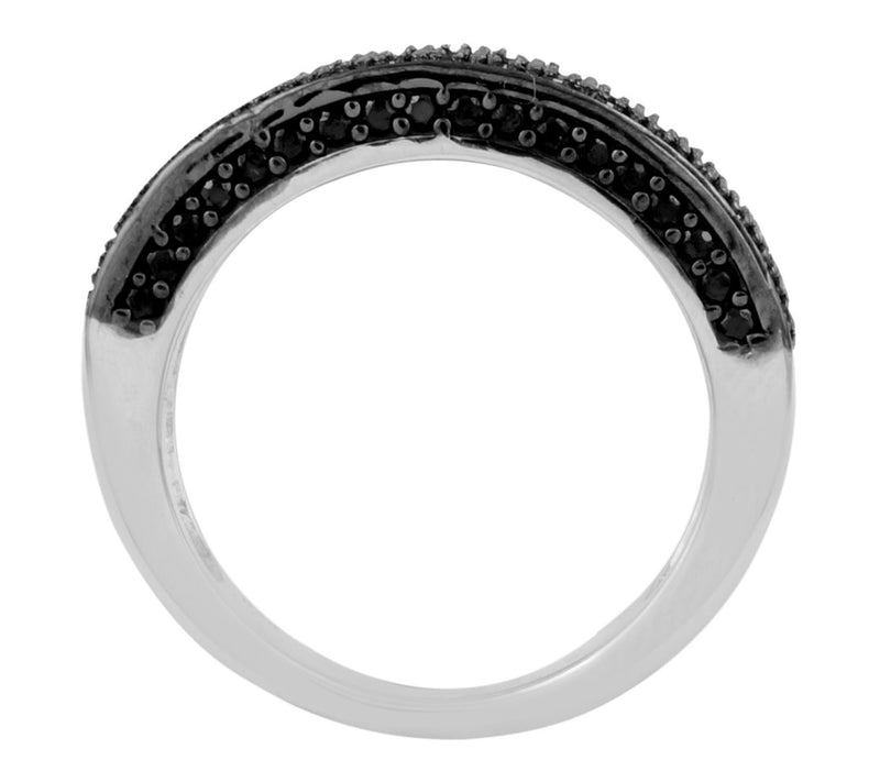 Sterling Silver Multi-Row Black Spinel Ring — View 6