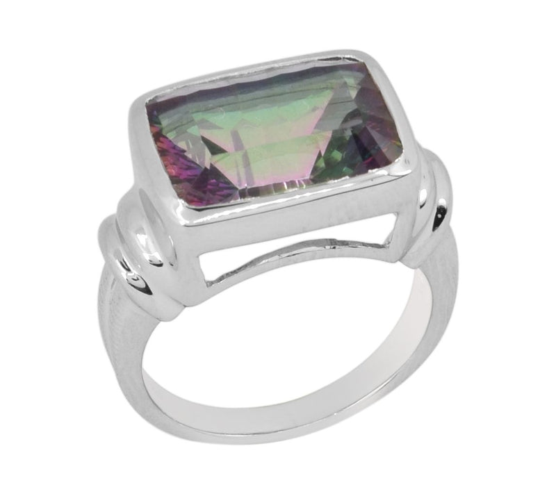 Sterling Silver Green Coated Quartz Ring — Main view