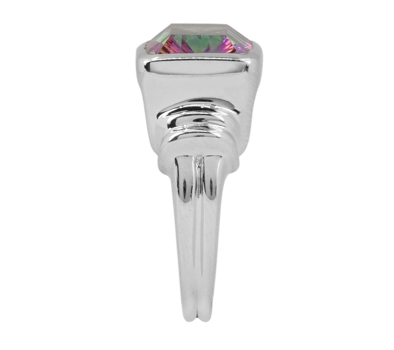Sterling Silver Green Coated Quartz Ring — View 7