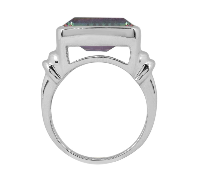 Sterling Silver Green Coated Quartz Ring — View 6