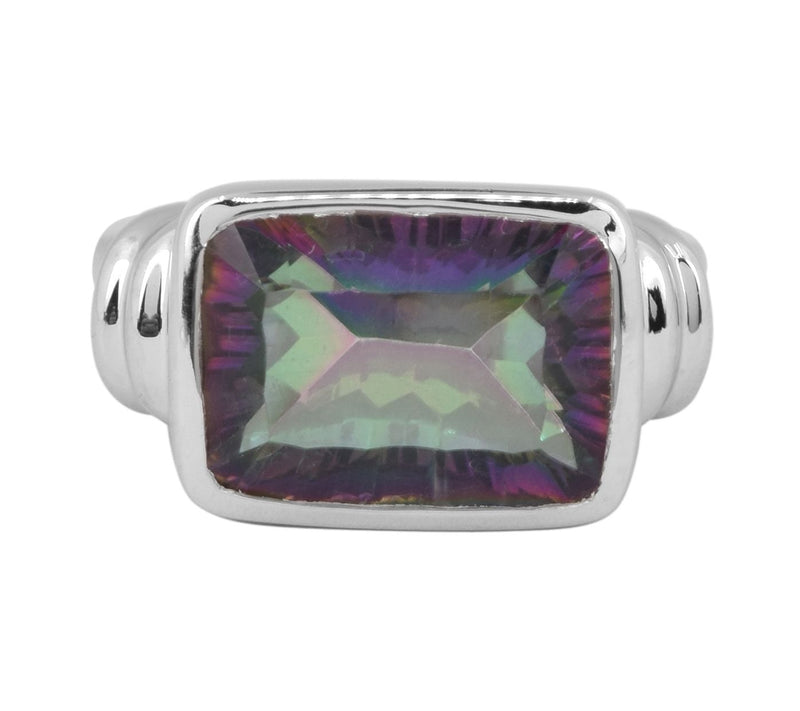 Sterling Silver Green Coated Quartz Ring — View 4