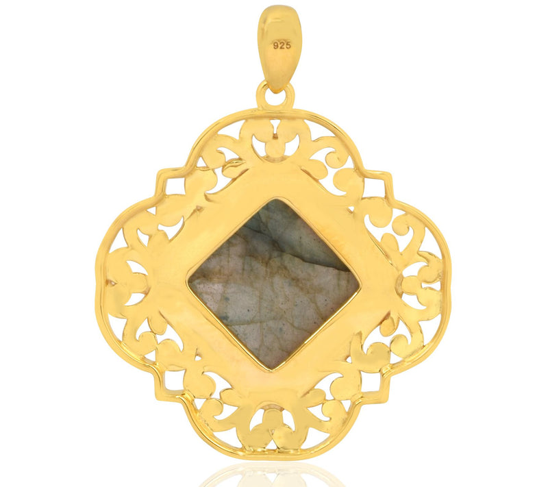 Artisan Crafted 14K Gold Plated Sterling Labradorite Pendant — View 5