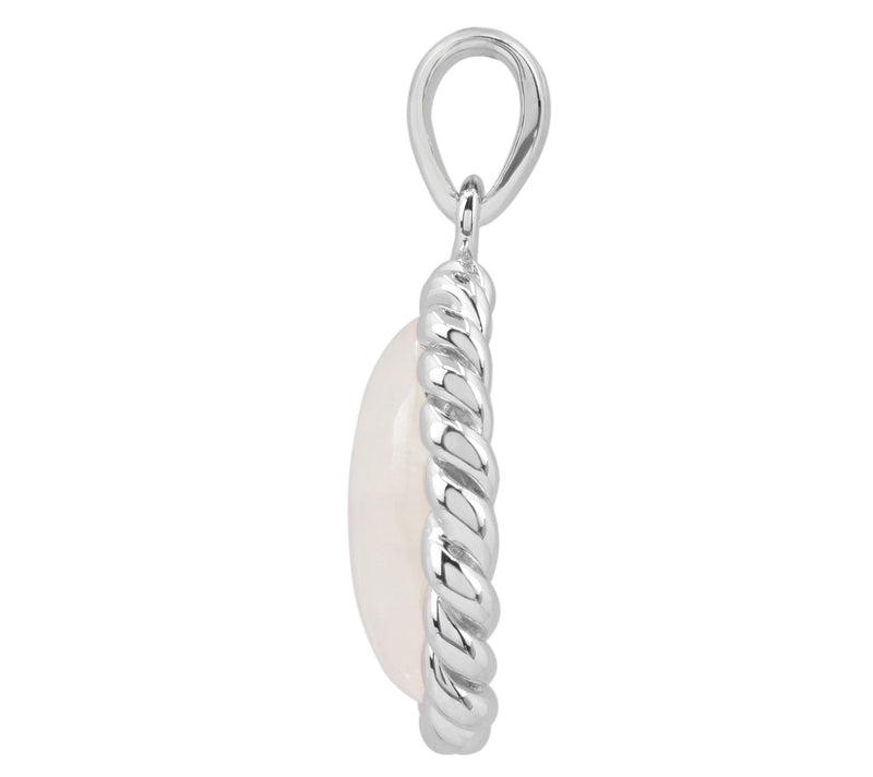 Sterling Silver Twisted Border Rainbow Moonstone Pendant — View 5