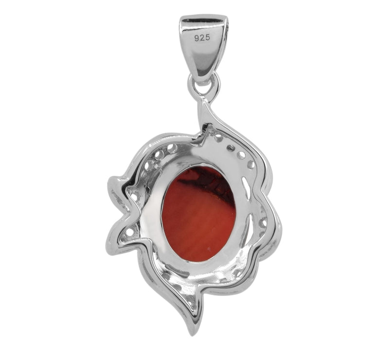 Sterling Silver Red Bamboo Cor al & White Topa z Pendant — View 5