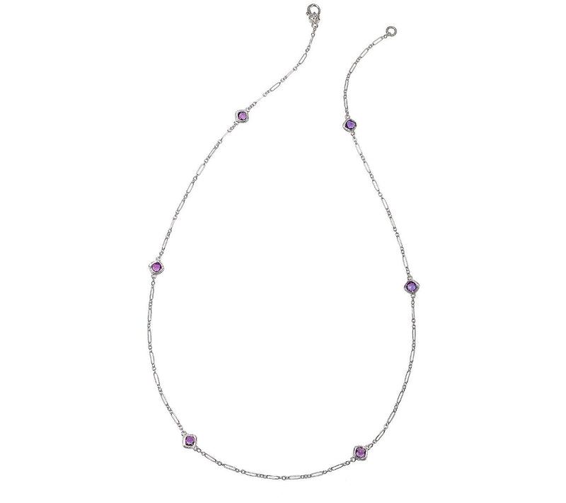 Ariva Sterling Silver Gemstone Station Necklace — View 6