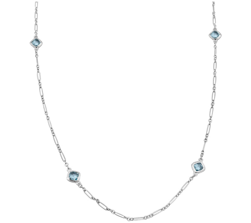 Ariva Sterling Silver Gemstone Station Necklace — View 5