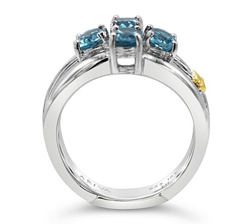 Ariva Sterling Silver & 18K Gold London Blue To paz Ring — View 2