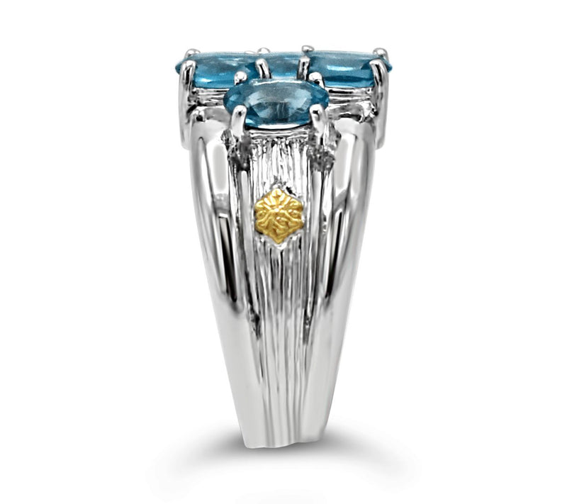 Ariva Sterling Silver & 18K Gold London Blue To paz Ring — View 3