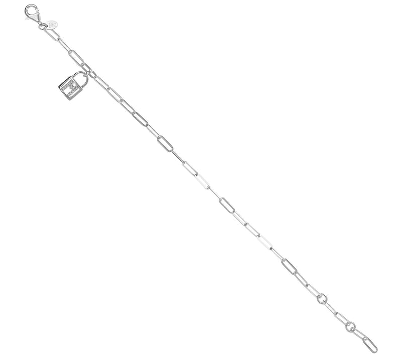 Diamonique Initial Lock Paperclip Bracelet, Ste rling Silver — View 54