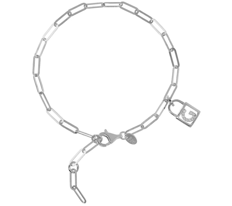 Diamonique Initial Lock Paperclip Bracelet, Ste rling Silver — View 15