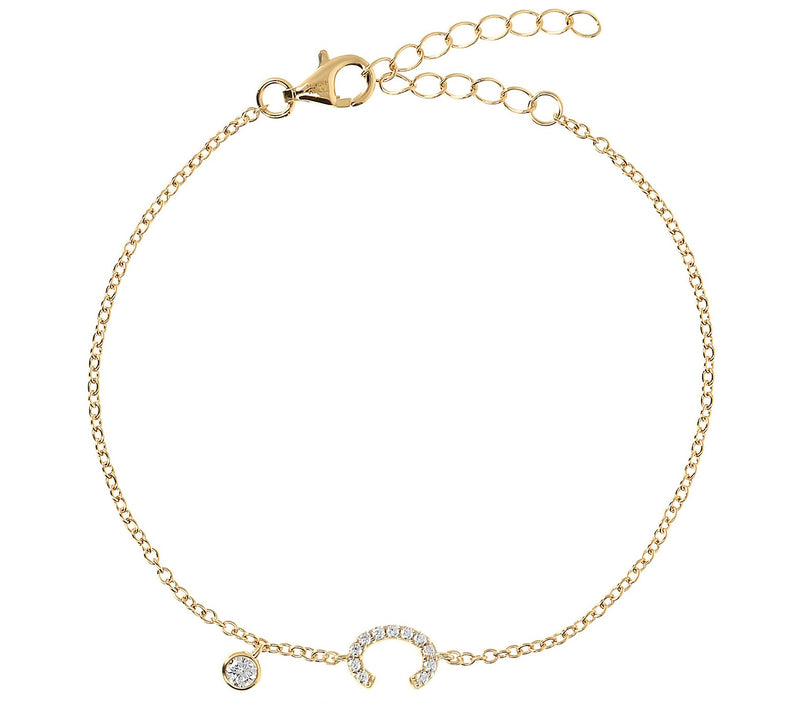 Diamonique Initial Adjustable Bracelet, 14K Gol d Clad — View 7