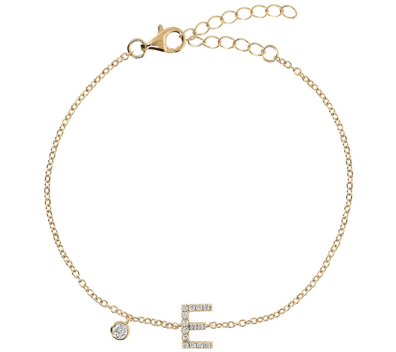 Diamonique Initial Adjustable Bracelet, 14K Gol d Clad — View 11
