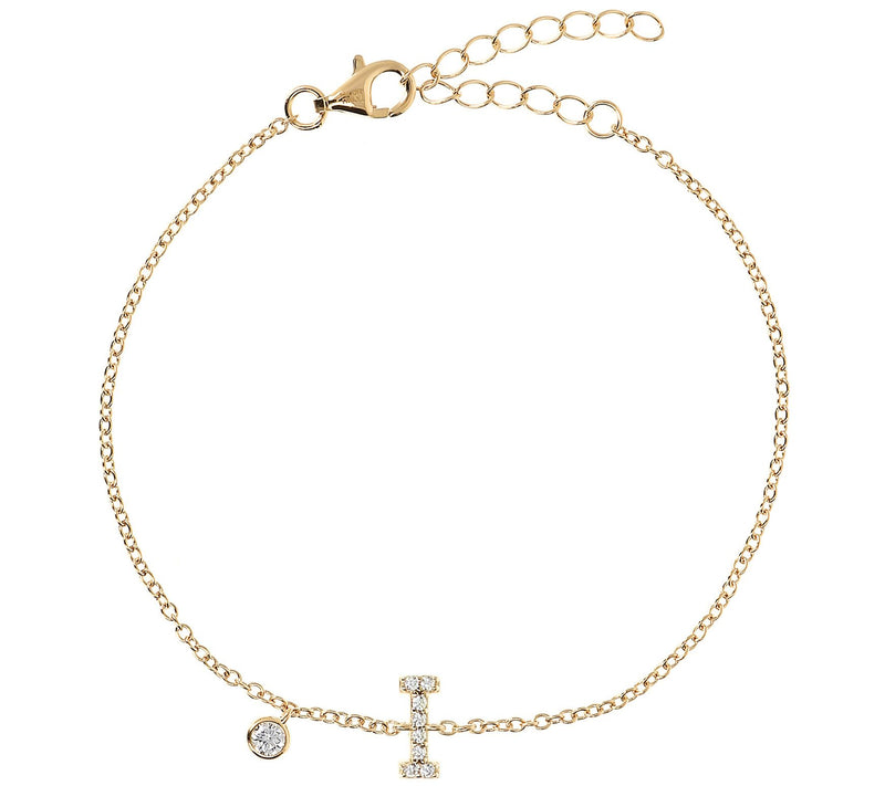 Diamonique Initial Adjustable Bracelet, 14K Gol d Clad — View 19
