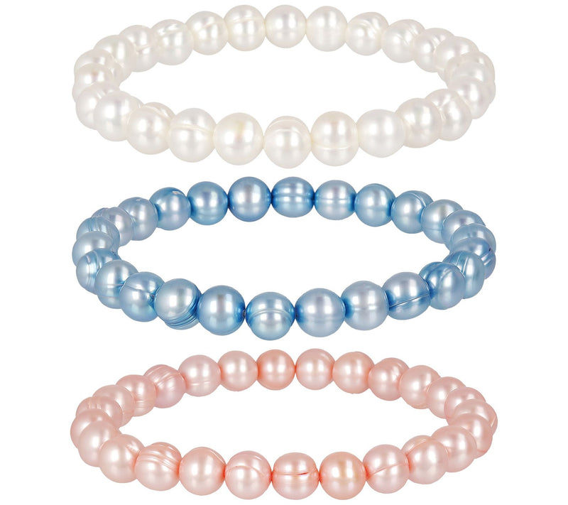Honora Set of 3 Cultured Pearl Stretch Bracelet s — View 5