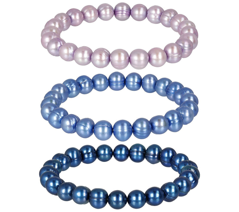 Honora Set of 3 Cultured Pearl Stretch Bracelet s — View 9