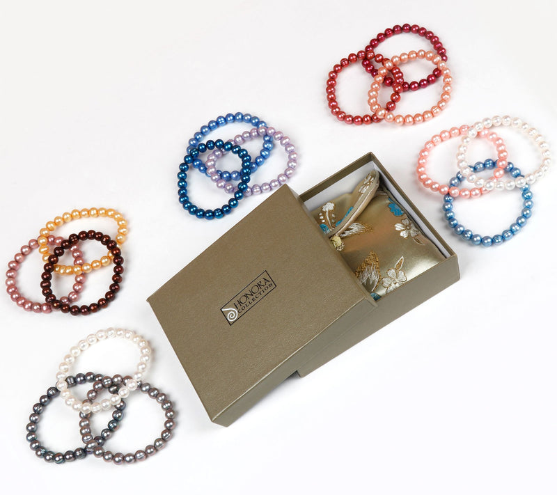 Honora Set of 3 Cultured Pearl Stretch Bracelet s — View 16