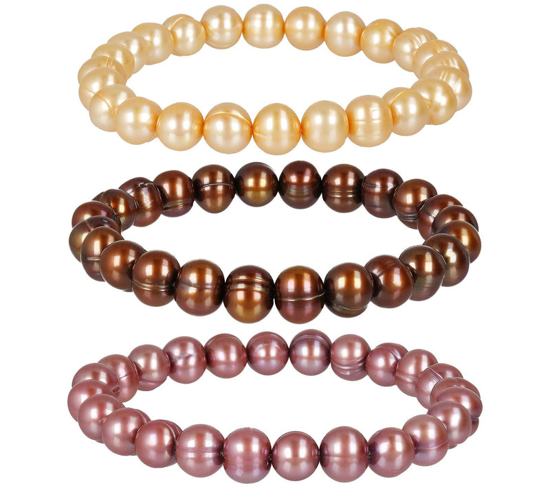 Honora Set of 3 Cultured Pearl Stretch Bracelet s — View 7