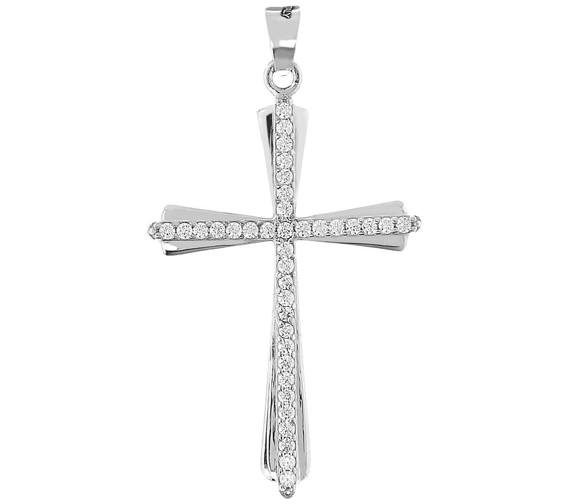 Diamonique 0.15 cttw Cross Pendant, 14K Gold — Main view