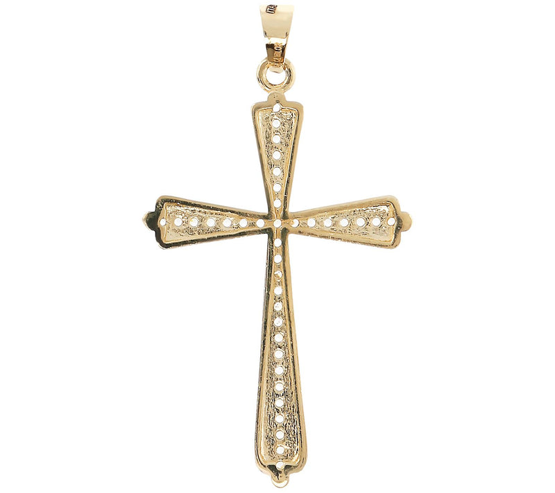 Diamonique 0.15 cttw Cross Pendant, 14K Gold — View 6