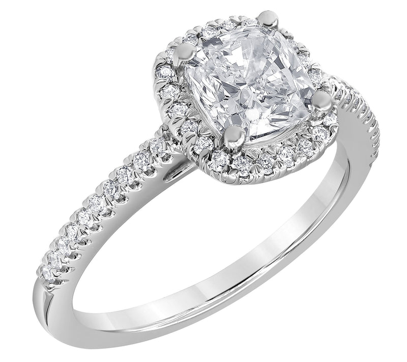 Fire Light 14K Gold Lab Grown Cushion-Cut R ing, 1.75 cttw — View 2