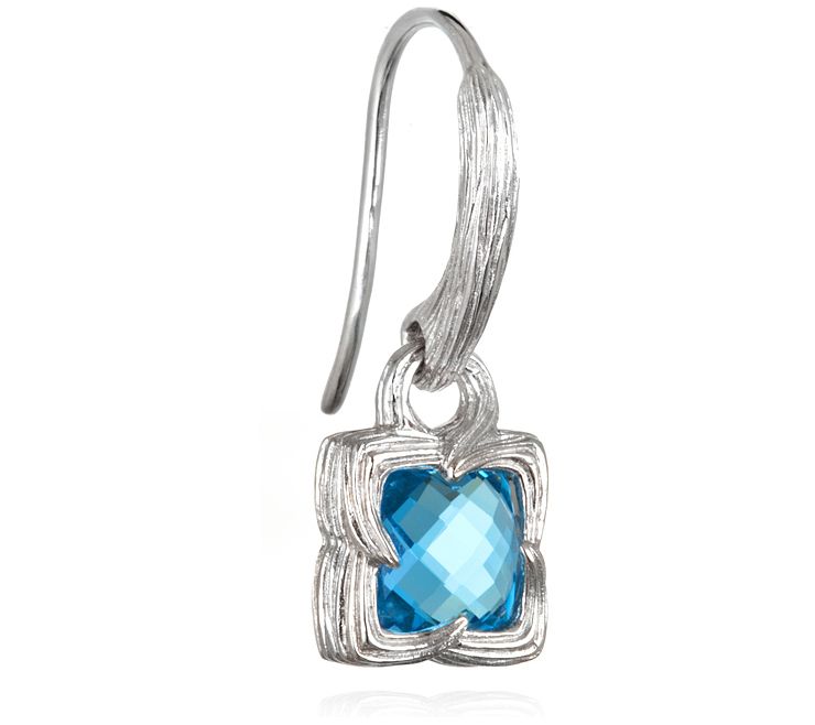 Ariva Sterling Silver Blue Topaz Drop Earrings — View 4