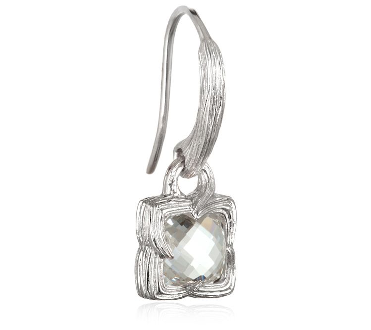 Ariva Sterling Silver White Topaz Drop Earrings — View 4