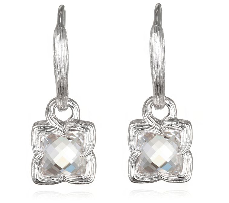 Ariva Sterling Silver White Topaz Drop Earrings — View 3