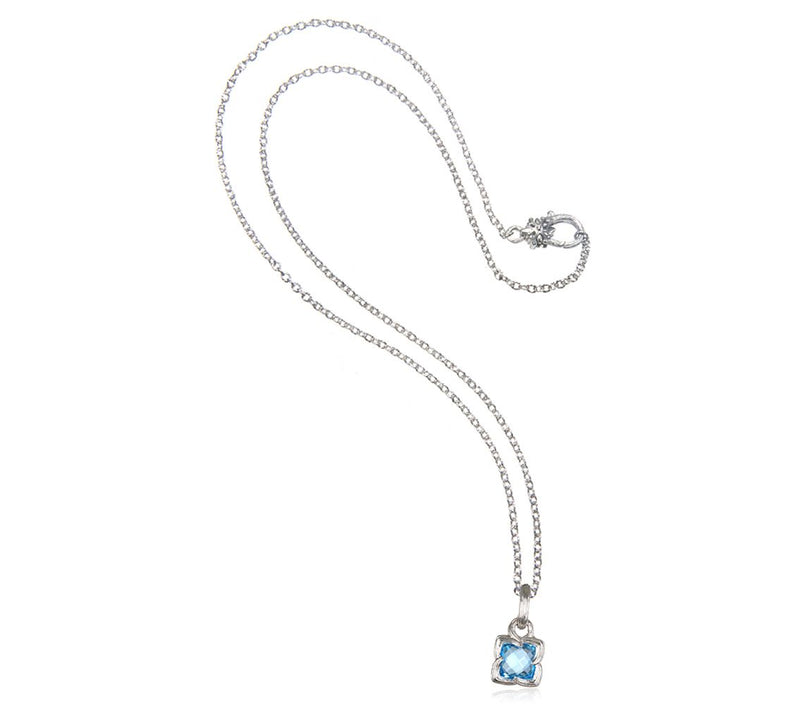 Ariva Sterling Silver Blue Topaz Pendant with Chain — View 4